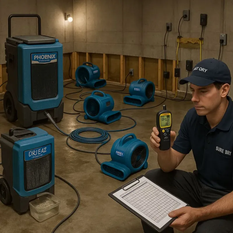 Structural Drying and Dehumidification process in Loveland Park, OH